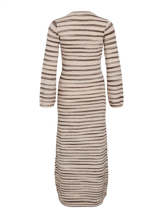 VIAlania O-Neck L/S Strikkjole - Birch/Pinecone